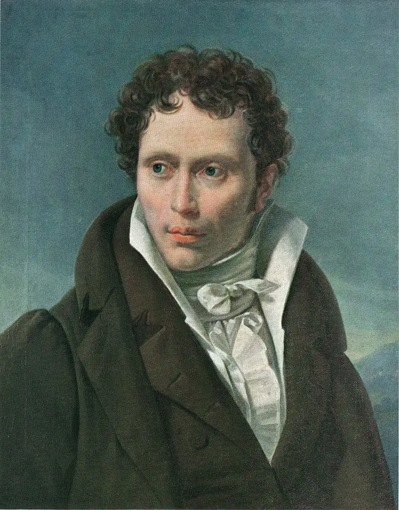 Retrato de Arthur Schopenhauer (22 de febrero de 1788 - 21 de septiembre de 1860) de Ludwig Sigismund Ruhl via Wikimedia Commons. El período en el que vivió fue el 
              de la revolución francesa, las guerras napoleónicas y la revolución industrial.