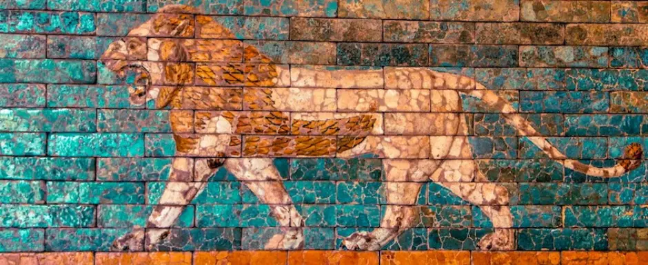 Mosaico de un león sirio.